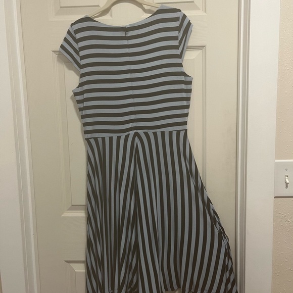 Loft retro A-line black & light blue striped dress - Picture 3 of 4